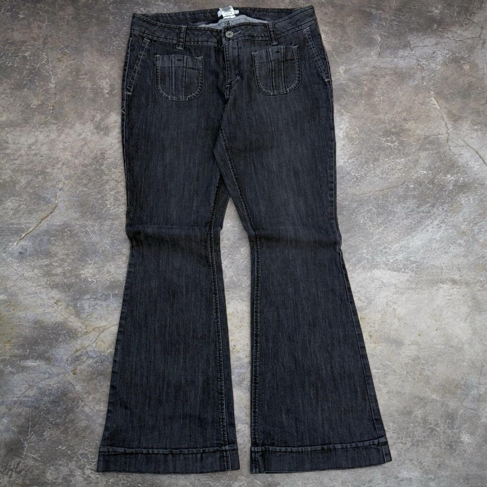 Vintage Bongo Black Flared Out Bell Bottoms Women's Size 17 Jeans Goth 90s Y2K